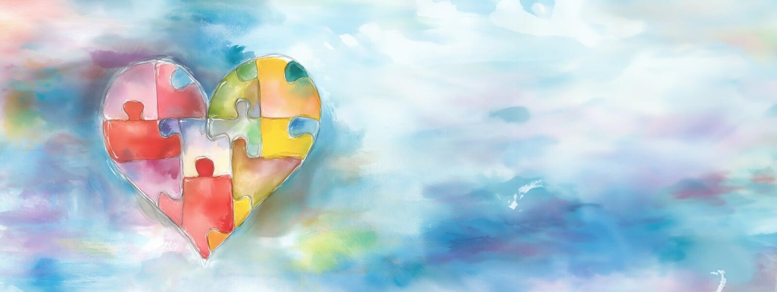 Puzzle fragmented love-heart